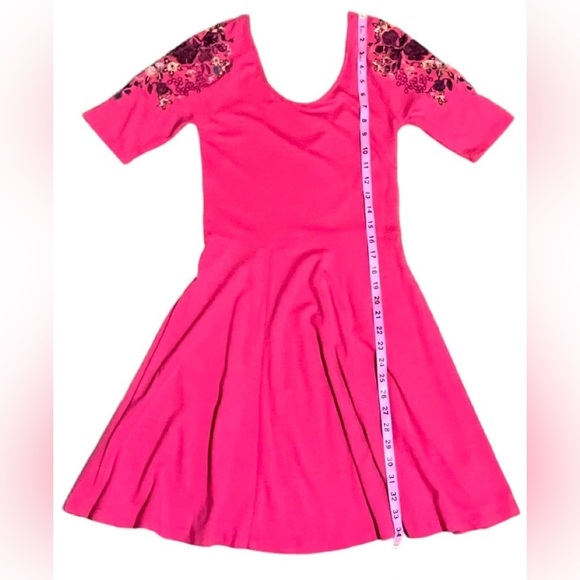 Free People Raspberry Floral Garden Sleeve Embroidered Dress size Small EUC - Picture 10 of 14